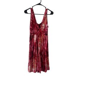 Anni Kuan Y2k Designer Women's Size Small Red Pink Abstract‎ Mini Dress